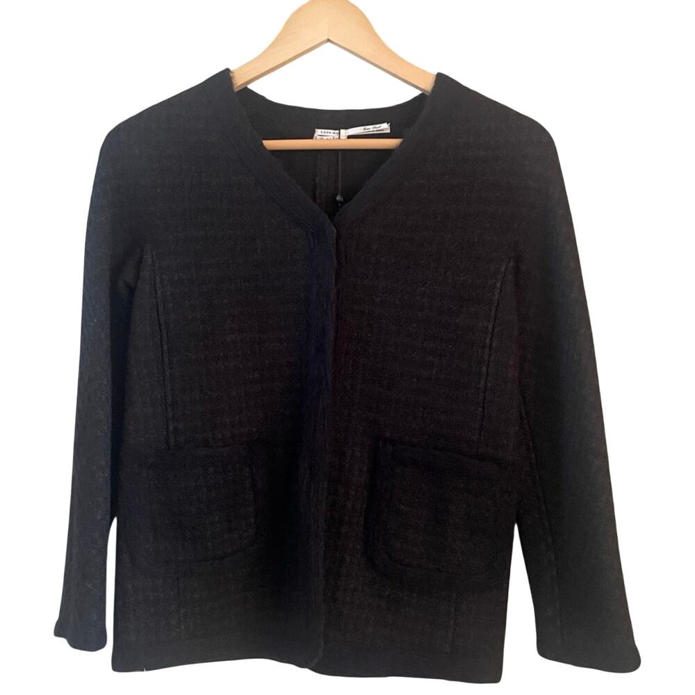 NWT Leon Max‎ Black Cardigan Wool Sweater Women Size XS